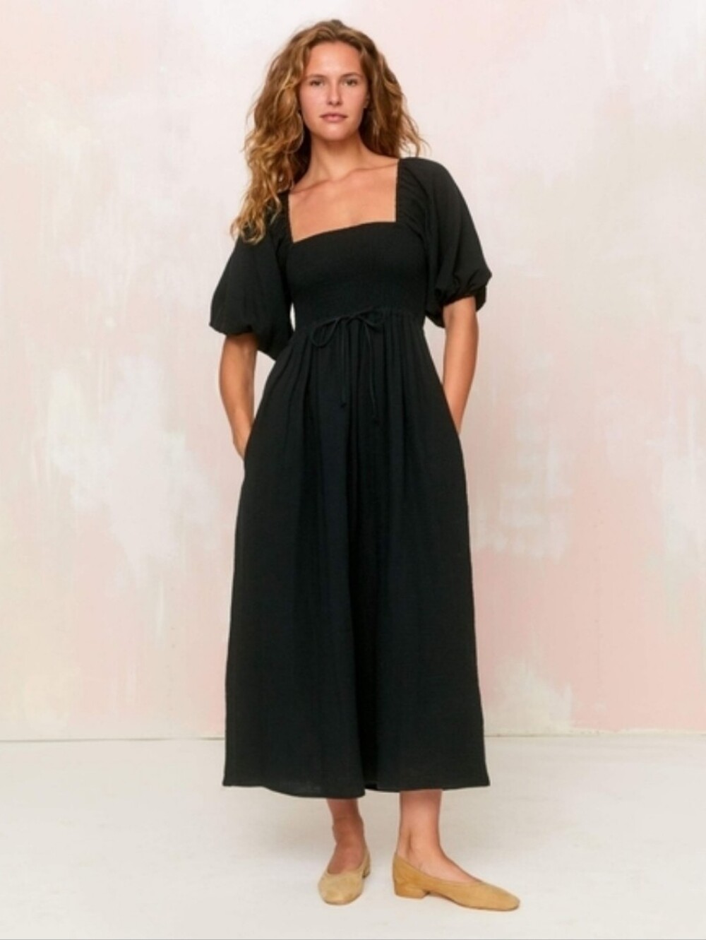 christy dawn the katrina dress in eclipse black cotton boho cottagecore small